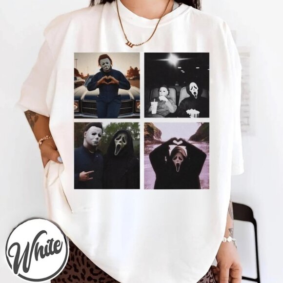 Michael Myers And Ghostface Shirt, Retro Halloween Shirt, Horror Movie Shirt - Picture 1 of 1